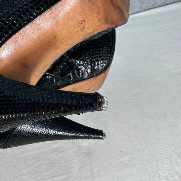 Vintage Biondini Women's sz 8.5 (EU 38.5) Black Snakeskin Heel Boots Italy Rare - Picture 11 of 16